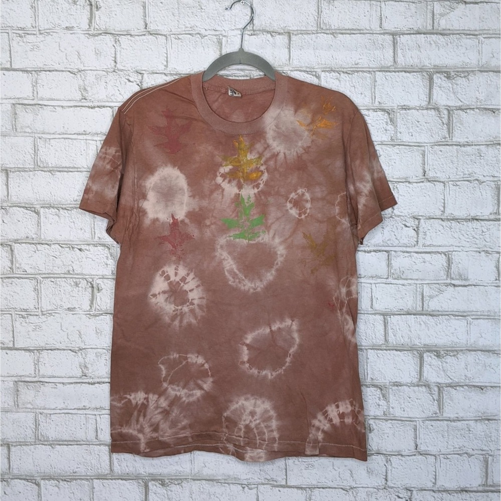 Vtg Leaves Autumn Bleach Tie Dye Single Stitch Art